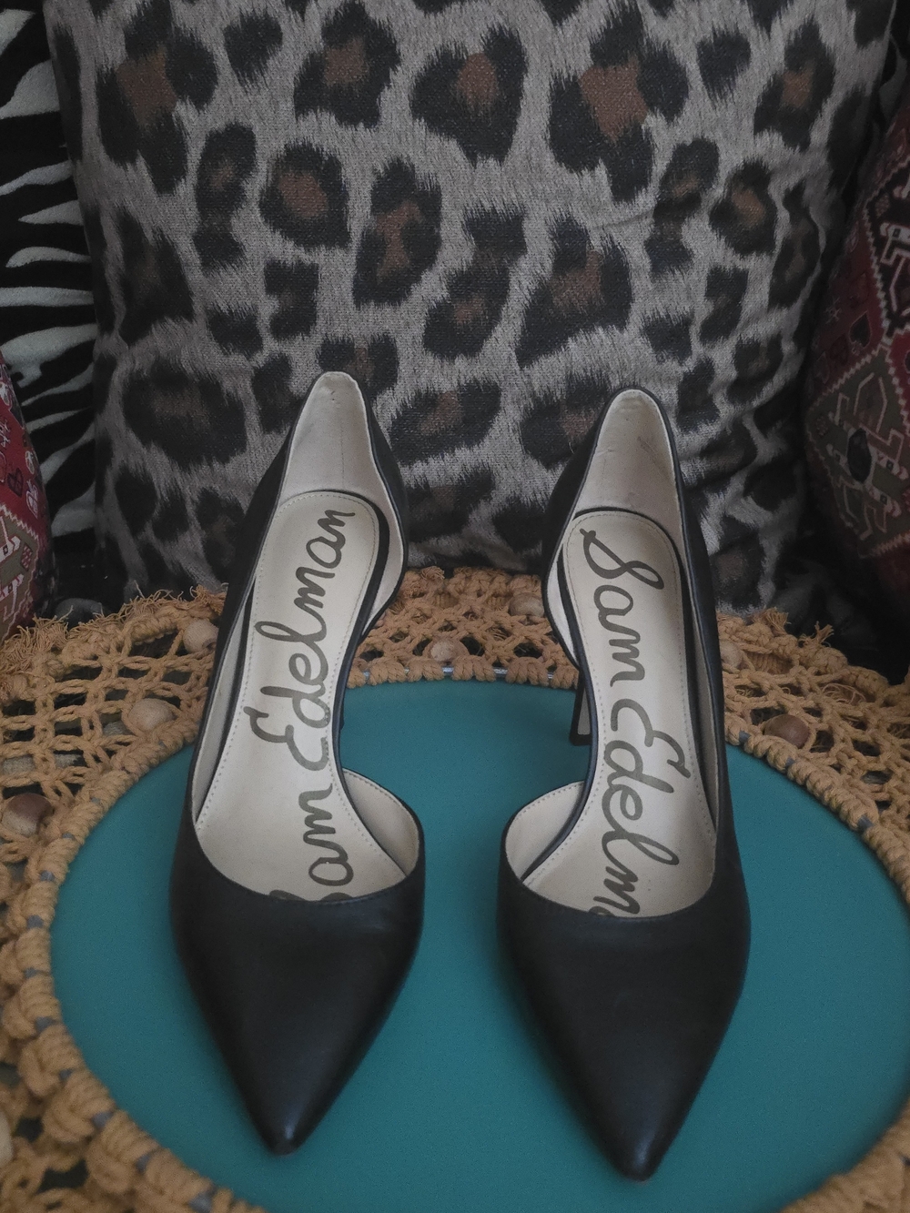 Sam Edelman Black Leather Hensen Dorsay Stilletto Heel Pumps 8